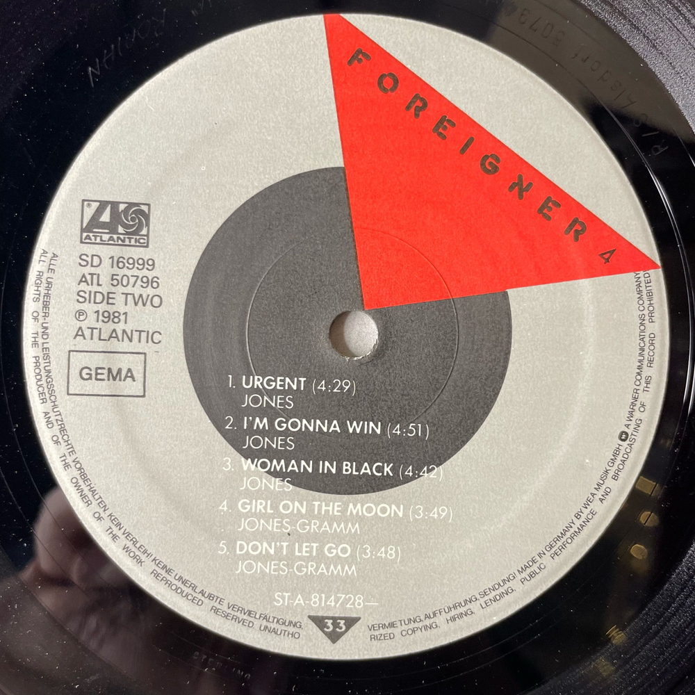 Винтажная виниловая пластинка LP Foreigner 4 (Германия 1981)