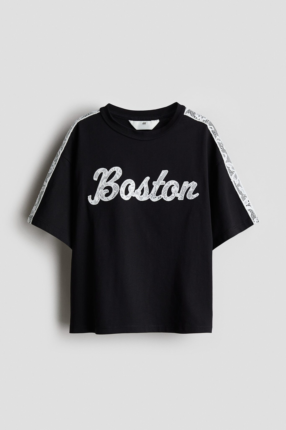 H&M Футболка оверсайз с принтом, черный