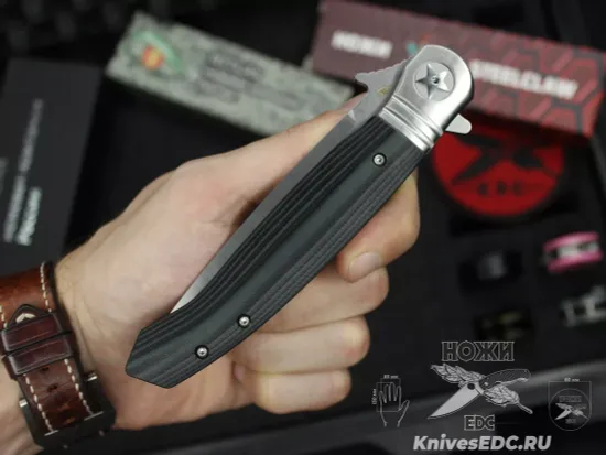 Складной нож REPTILIAN НКВД 03-2 c клинком из стали D2, рукоять зеленая микарта