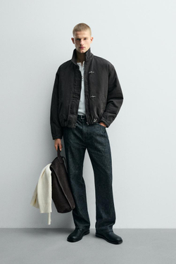 ZARA УКОРОЧЕННАЯ КУРТКА, СЕРЫЙ