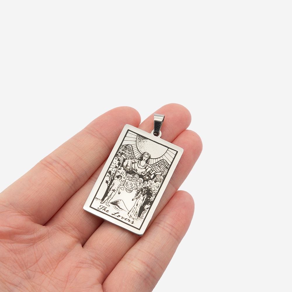 Подвеска-карта Таро "Влюбленные" 40*24мм, сталь