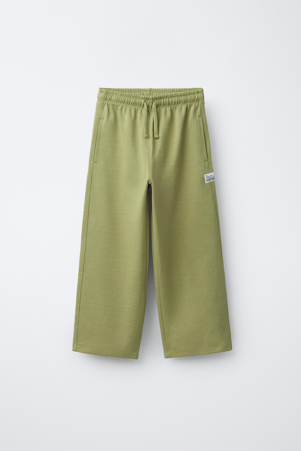 ZARA БРЮКИ STRAIGHT ИЗ МЯГКОЙ ТКАНИ INTERLOCK, ЛИНЯЛЫЙ ХАКИ
