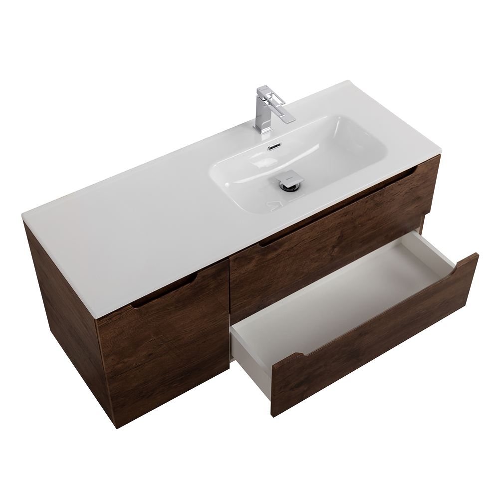 Подвесная тумба с раковиной BelBagno ETNA 120 Rovere Moro правая, ETNA-1200-2C-1A-SO-RW-R + BB1200ETL-R