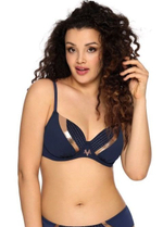 Купальный лиф со вставками с медным блеском (Размер: 90C) (Цвет: темно-синий)
