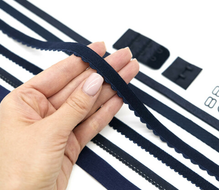 Резинка становая с фестончатым краем ТЕМНО-СИНИЙ, 12мм