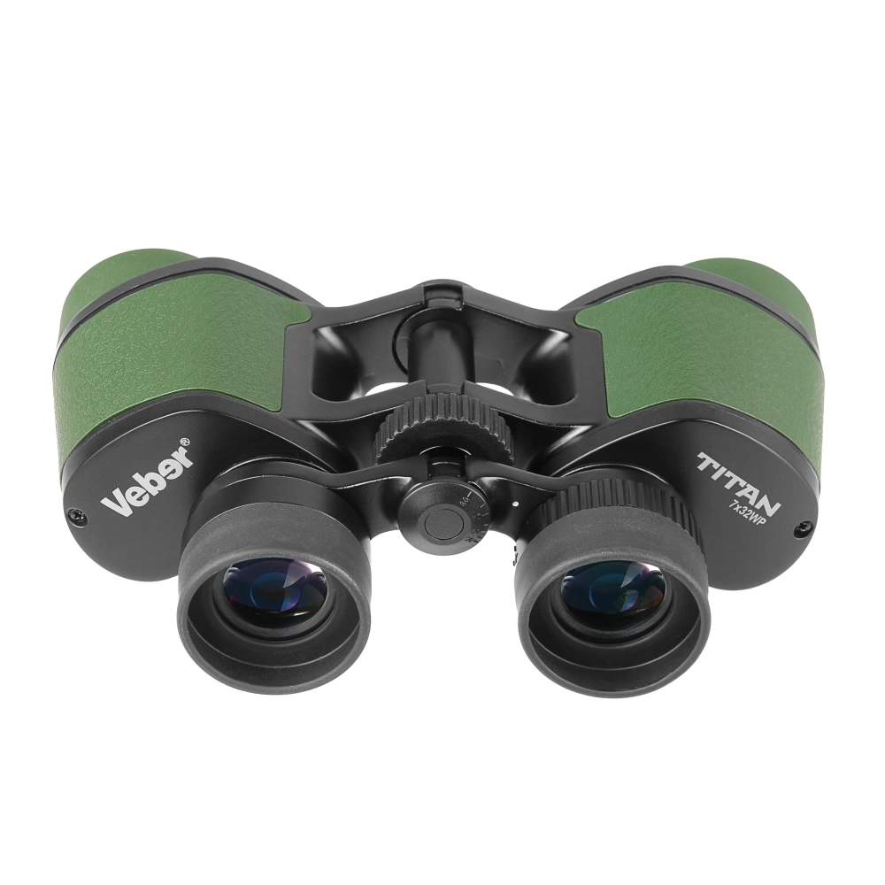Бинокль Veber TITAN 7x32WP нижний вид, видны крепления и логотип