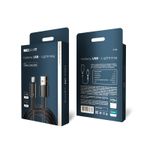 Кабель USB-A – Lightning для Apple, 2,4А, 1м, в черной нейлоновой оплетке, со световой индикацией RE