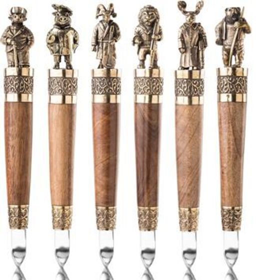 Набор узбекский Риштан 12 пр. (Кочерга - 50 см; Ляган - 25 см; Пиала - 8,5 см, микс; Нож-вилка - 30,5 см; Шампуры - 6 шт., 50 см; Шампур-спица двойной - 2 шт., 50 см.)