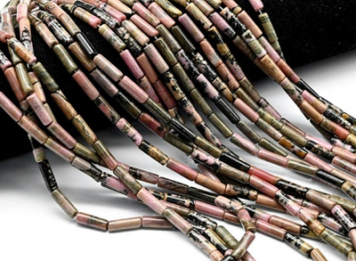 трр134 Трубочки из родонита 13*4мм, нить 40см