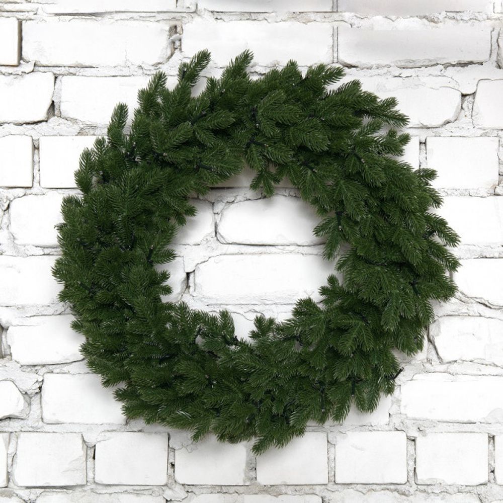 Рождественский венок с гирляндой «Чарующий» (Литая хвоя) 60 см