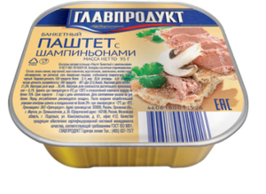ПАШТЕТ ГЛАВПРОДУКТ ПЕЧЕНОЧНЫЙ ДЕЛИКАТЕСНЫЙ С ШАМПИНЬОНАМИ 95ГР