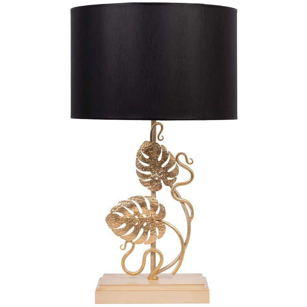 Настольная лампа Monstera Deliciosa (Монстера) Айвори Мраморное золото с абажуром Vintage Черный
