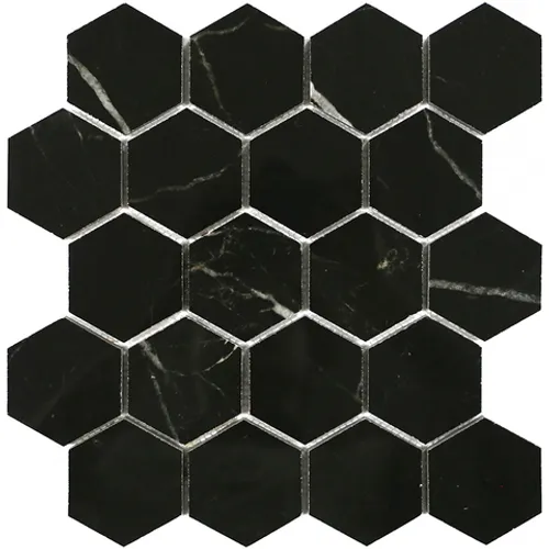 Мозаика из керамогранита Marrone Oriente POL гексагон. 37x64 Marble Porcelain черный