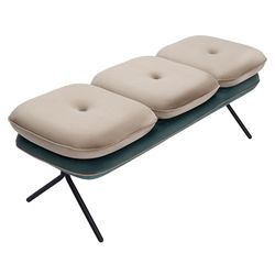 Банкетка Pea, велюр, бежевая/сине-зеленая