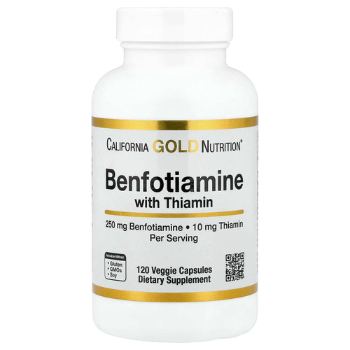 California Gold Nutrition, бенфотиамин и тиамин, 250 мг, 120 растительных капсул