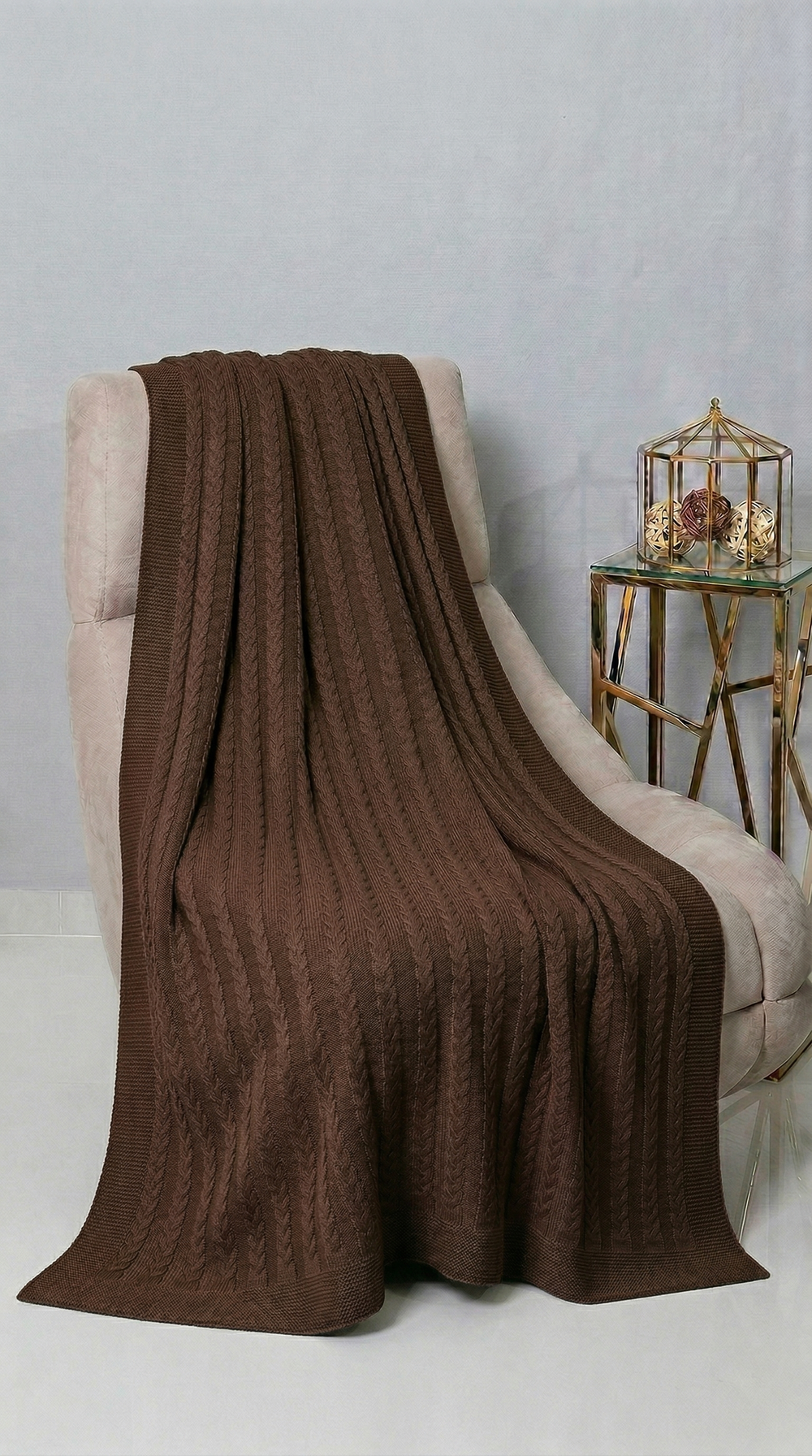 Плед 130x170 Косы ПД039-13 коричневый