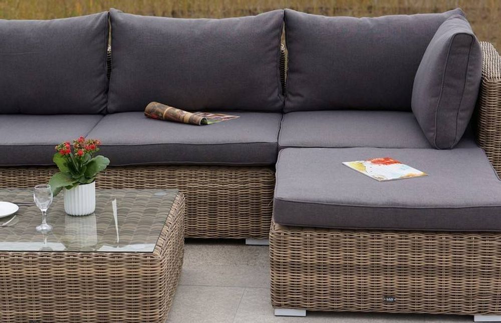 "Лунго" модуль диванный угловой с подушками, цвет соломенный