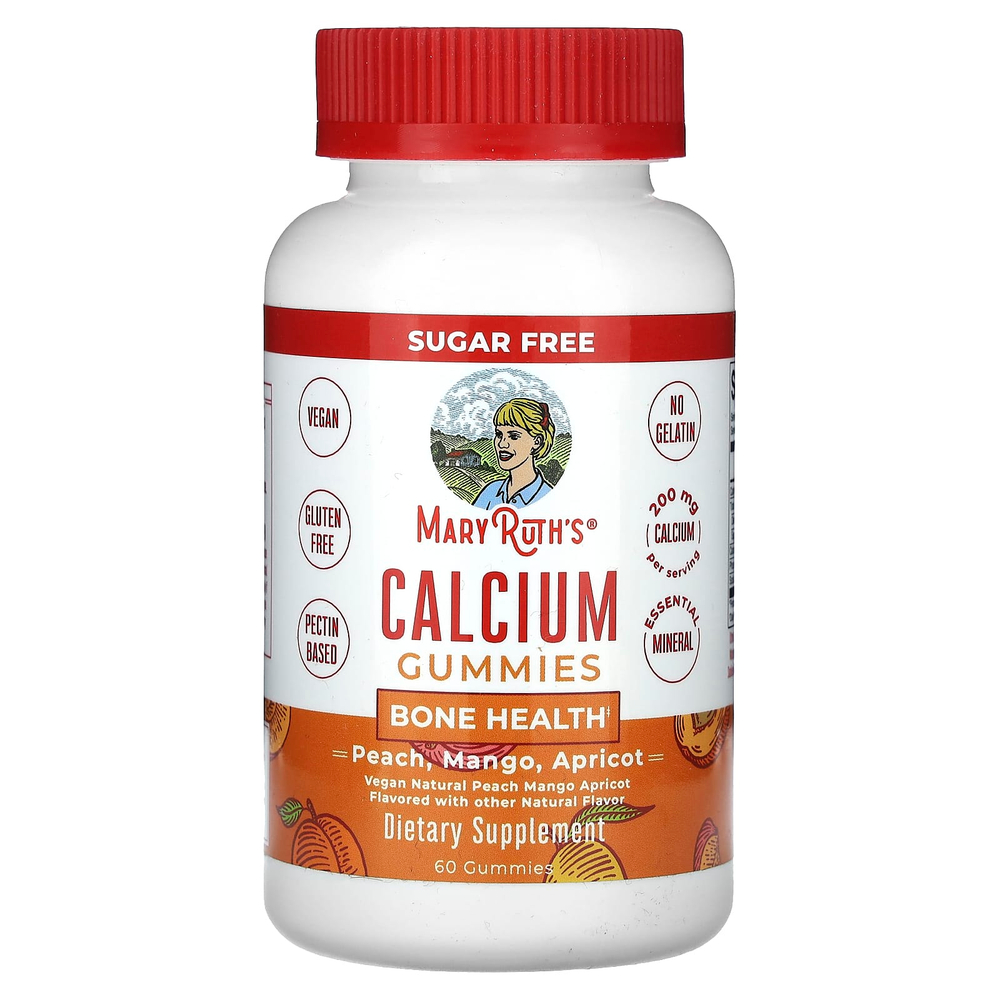 MaryRuth's, Жевательные мармеладки с кальцием, персик, манго, абрикос, 60 жевательных мармеладок (100 мг в 1 жевательной мармеладке)