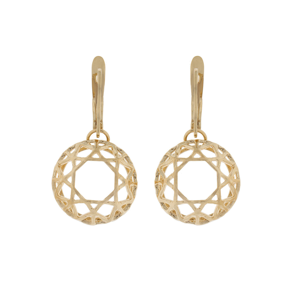 "Моана" серьги в золотом покрытии из коллекции "Кристалл" от Jenavi  с английским замком