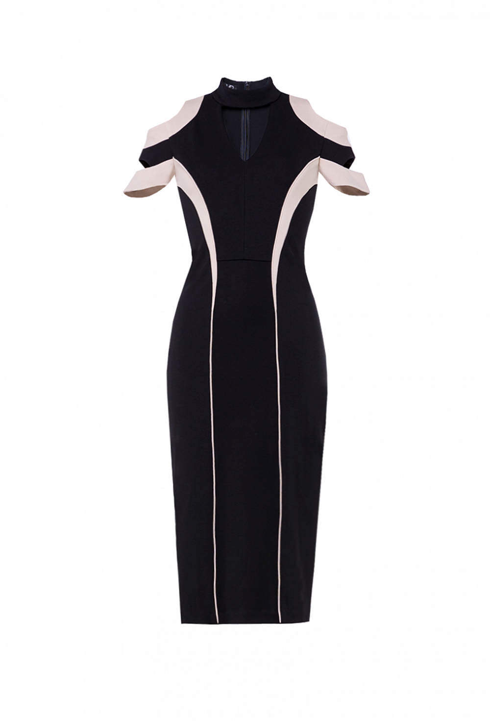 Графическое платье-футляр черное 13-01-22 SS