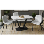 Стол кухонный обеденный раздвижной Чёрный Муар/Стекло Чёрный Мрамор, Салерно, 120х80х75 см