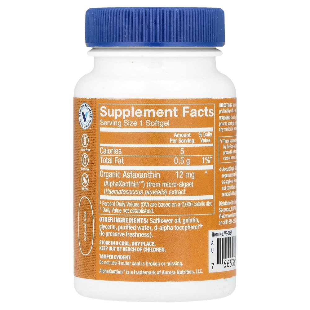 The Vitamin Shoppe, астаксантин, 12 мг, 60 мягких таблеток