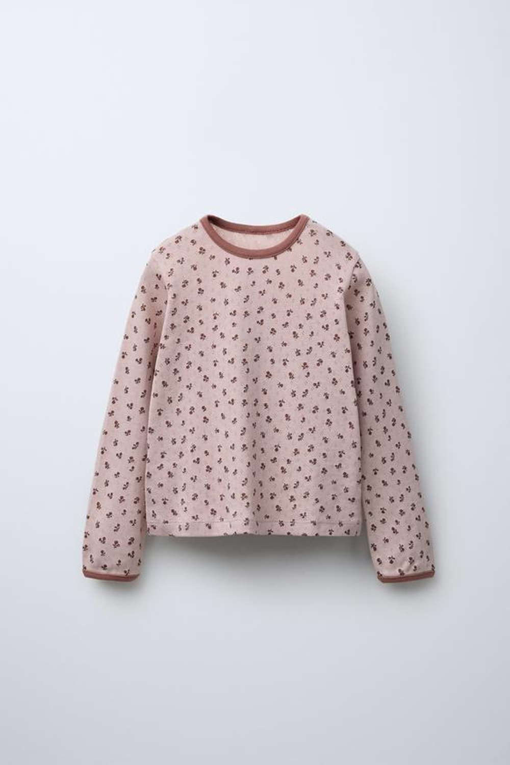 ZARA ФУТБОЛКА С ПЕРФОРАЦИЕЙ И ЦВЕТОЧНЫМ ПРИНТОМ, БЕЖЕВЫЙ