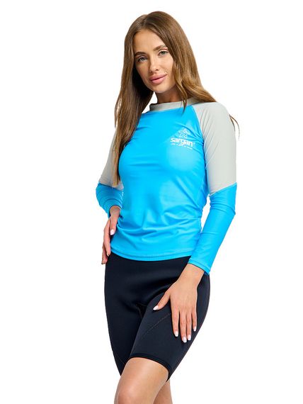 Футболка рашгард лонгслив Sargan Агидель UPF 50+ женская серо-голубая