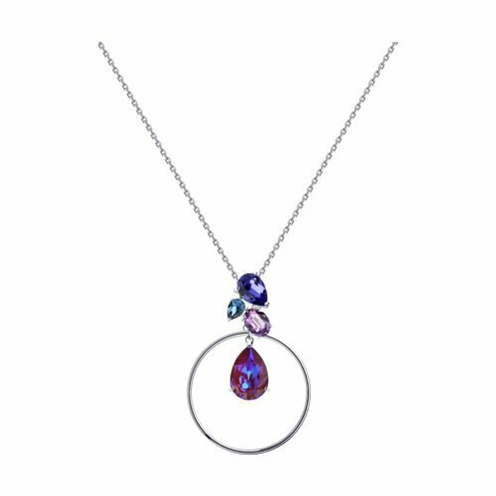 Колье из серебра с голубыми кристаллами Swarovski