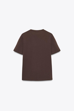 ZARA МАЙКА С БРОШЬЮ, КОРИЧНЕВЫЙ