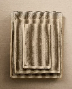 ZARA HOME БАННОЕ ПОЛОТЕНЦЕ В ПОЛОСКУ, ТЕМНЫЙ ХАКИ