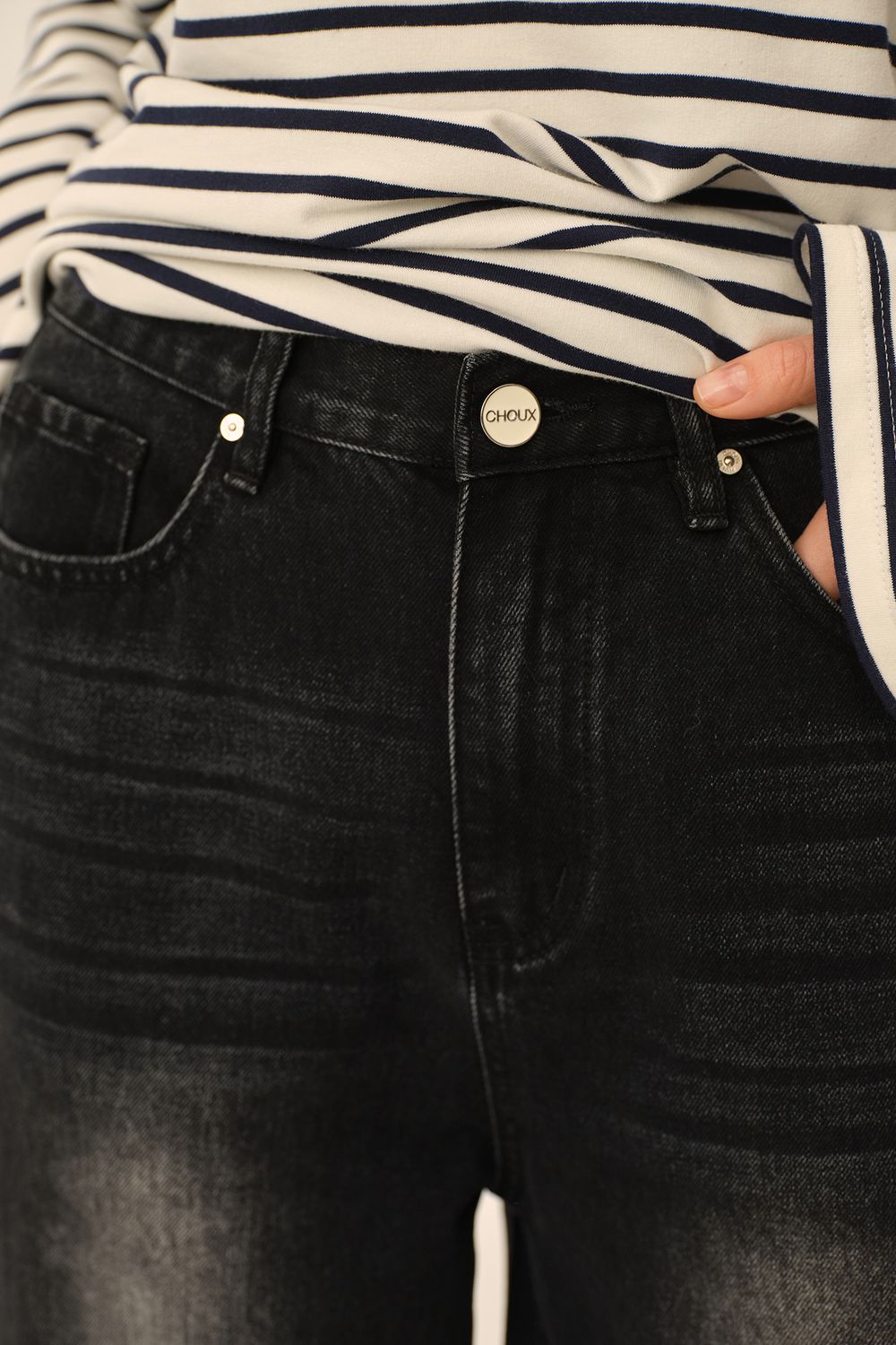 Широкие джинсы (Отворот - поворот), черные