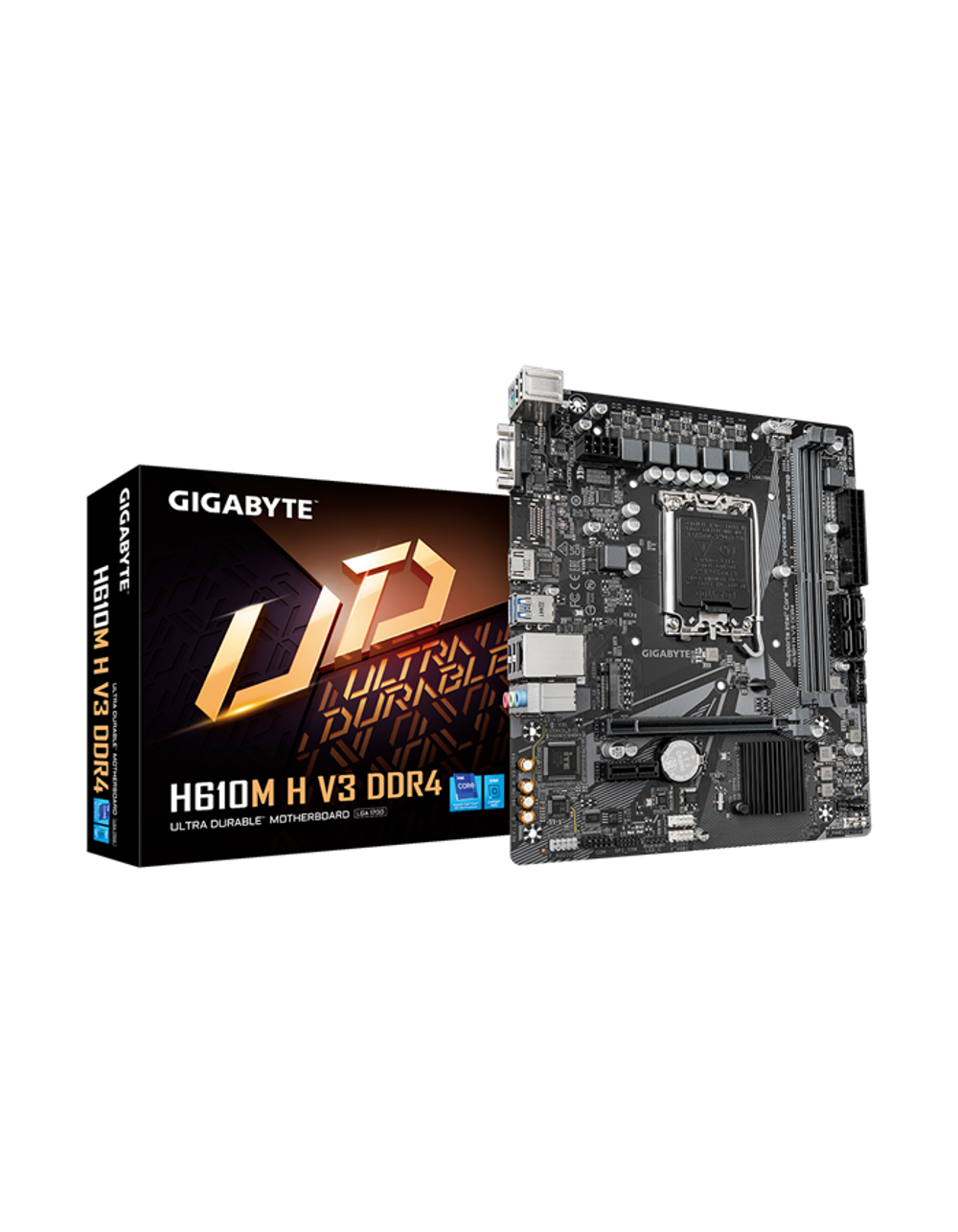 GIGABYTE H610M H V3 DDR4, LGA1700, H610, 2*DDR4, 4*SATA, 1*M.2, 2*USB 3.2, 4*USB 2.0, 1*PCIx16, 1*PCIx1, D-Sub+HDMI, mATX