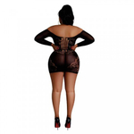 Сексуальное платье-сетка с кружевными вставками от Moonlight черное (plus size)