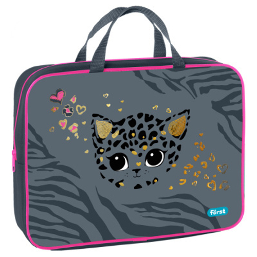 Папка текстильная с ручками 1 отделение, А4 "Little leo", 350*265*80мм, текстиль, на молнии, Först