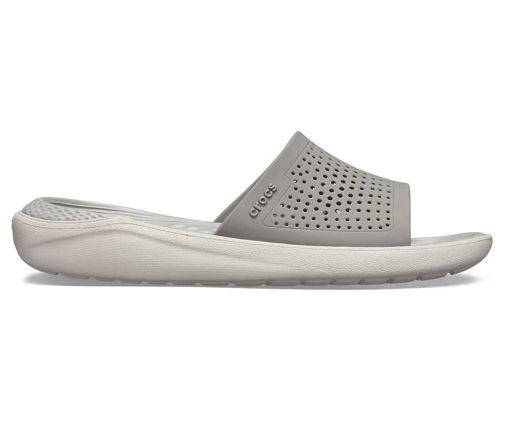 Шлепанцы CROCS LiteRide Slide Smoke/Pearl White