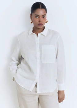 Льняная рубашка с карманом