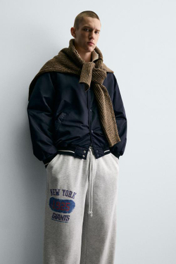 ZARA ДЖОГГЕРЫ СВОБОДНОГО КРОЯ NFL NEW YORK GIANTS, СЕРЫЙ МЕЛАНЖ