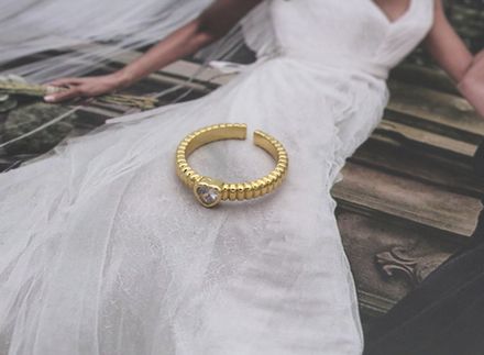 Кольцо "Сердце" с прозрачным кристаллом 5мм