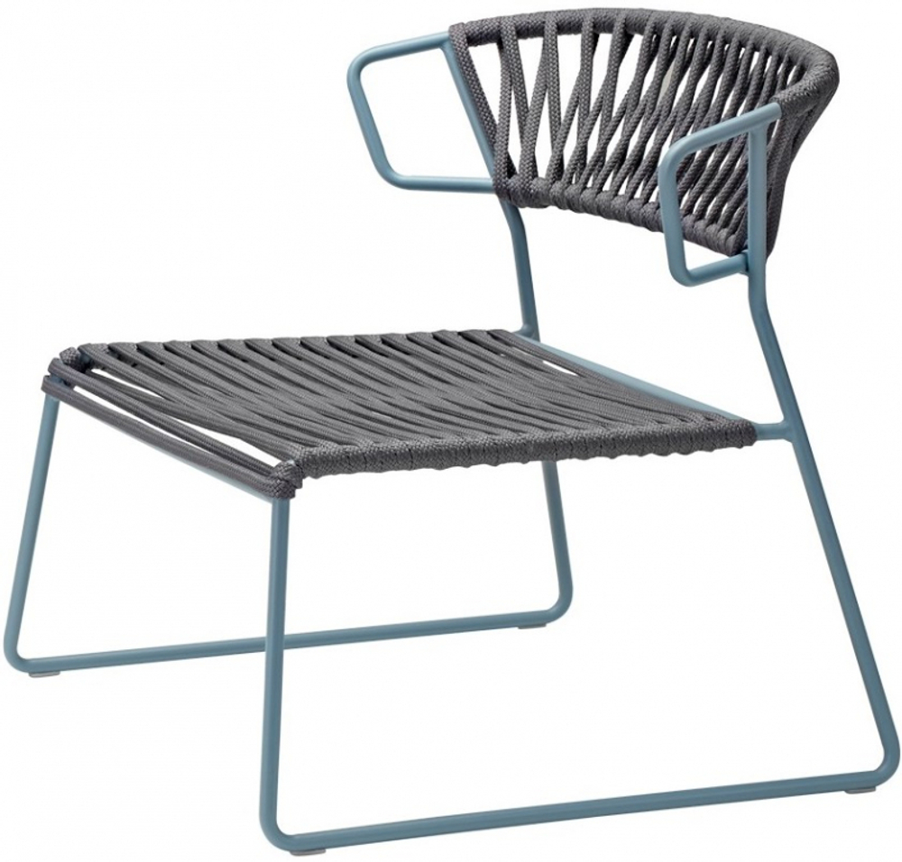 Кресло лаунж плетеное Scab Design Lisa Lounge Filo, голубой, антрацит