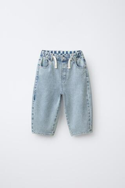 ZARA ДЖИНСЫ BALLON OVERDYE, ГОЛУБОЙ