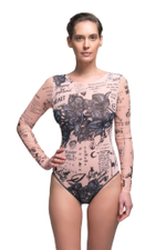 Слитный купальник с рукавами "Тату"
