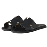 Hermes Izmere leather Round Toe Hooded slippers Men's Black, H222844Z H01