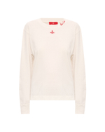 VIVIENNE WESTWOOD RED LABEL ЛОНГСЛИВ БЕЛЫЙ С ВЫШИВКОЙ В ВИДЕ ЛОГОТИПА БРЕНДА