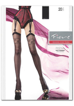 Чулки под пояс с вертикальными полосками и узором из роз 20 den , 3 M (Цвет: черный)