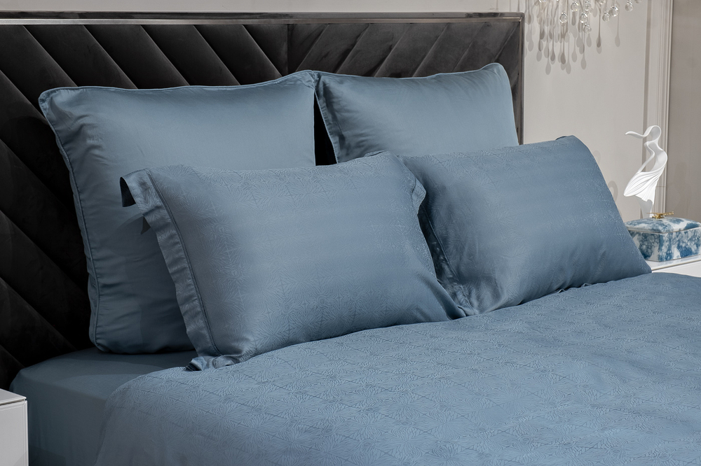 Простыня на резинке 160x200x30 Garda Decor сине-зеленая