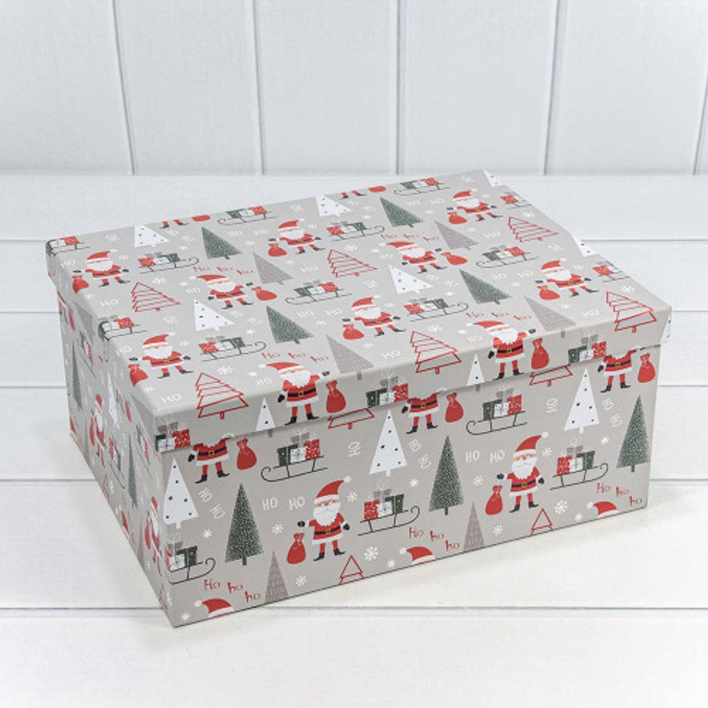 Коробка 34 х 26 х 15.3 см Набор 10 шт "Новый год" (Серый)