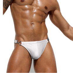 Мужские плавки белые с карабинами JESSBORN JB6504-1