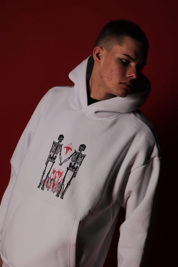 Худи Оверсайз с начесом Гуманизм Белый - фото 4