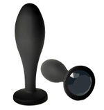 Черная анальная пробка с черным кристаллом - 7,7 см. (Цвет: черный)